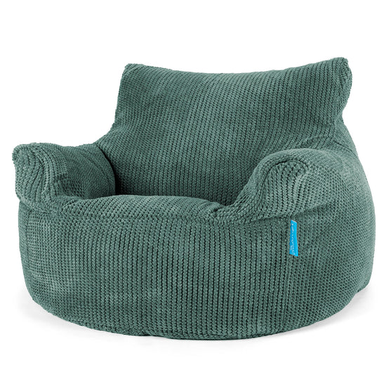 Fauteuil Pouf Enfant 3-8 ans - Velours Côtelé Gaufré Vert Mousse 01