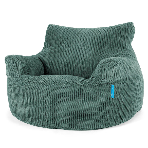 Fauteuil Pouf Enfant 3-8 ans - Velours Côtelé Gaufré Vert Mousse 01