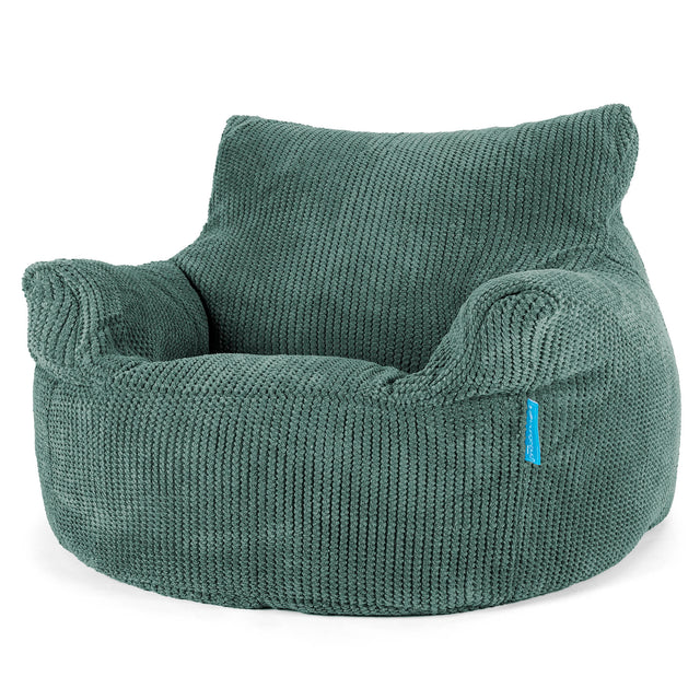 Fauteuil Pouf Enfant 3-8 ans - Velours Côtelé Gaufré Vert Mousse 01