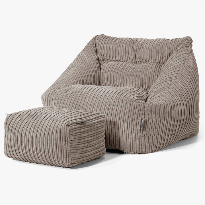 Fauteuil Pouf Maya - Côtelé Grège 02