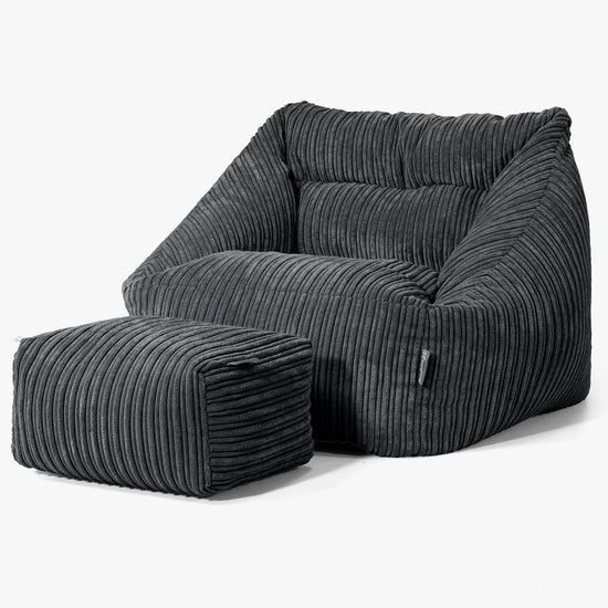 Fauteuil Pouf Maya - Côtelé Noir 02