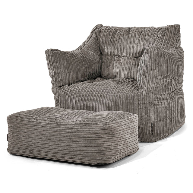 Fauteuil Pouf Victor - Côtelé Anthracite 02
