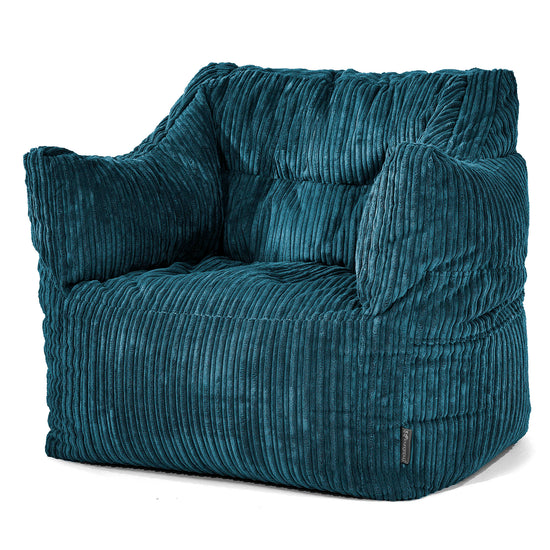 Fauteuil Pouf Victor - Côtelé Bleu Canard 01