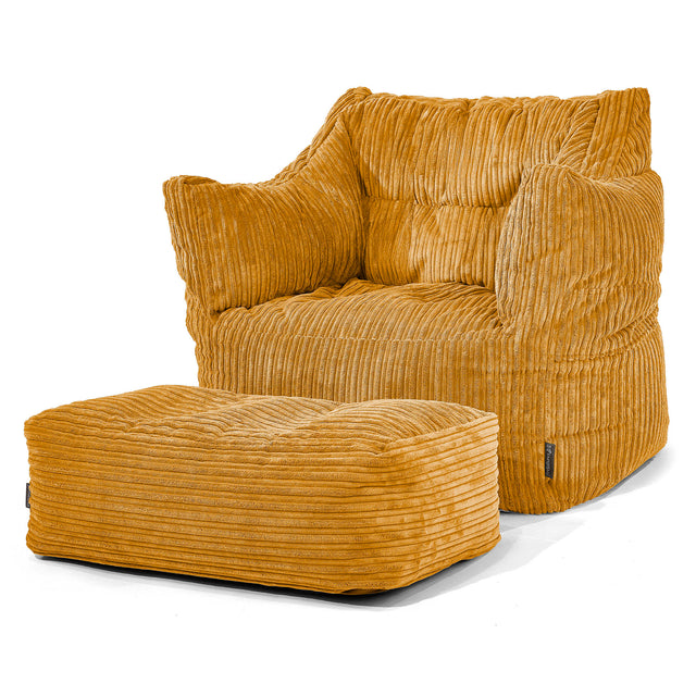 Fauteuil Pouf Victor - Côtelé Miel doré 02