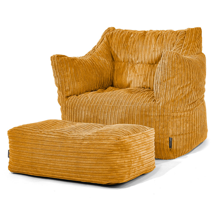 Fauteuil Pouf Victor - Côtelé Miel doré 02