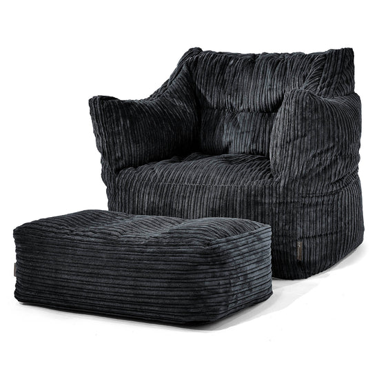 Fauteuil Pouf Victor - Côtelé Noir 02