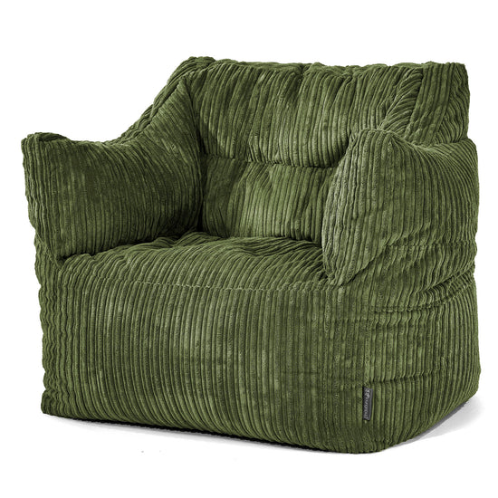 Fauteuil Pouf Victor - Côtelé Vert Forêt 01