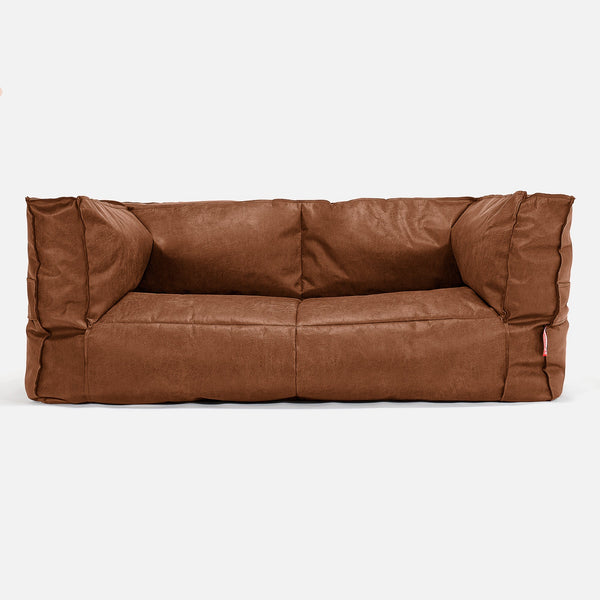 Canapé Pouf Albert 2 places Housse de Remplacement - Cuir Vintage 01