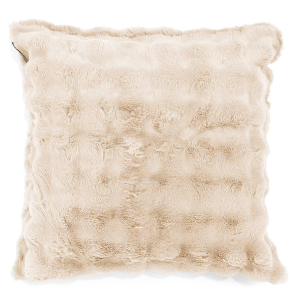 Grand Housse de Coussin 70 x 70cm - Fausse Fourrure à Bulles Crème 01