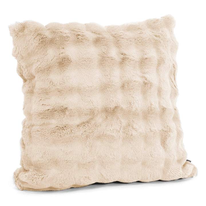 Grand Housse de Coussin 70 x 70cm - Fausse Fourrure à Bulles Crème 02
