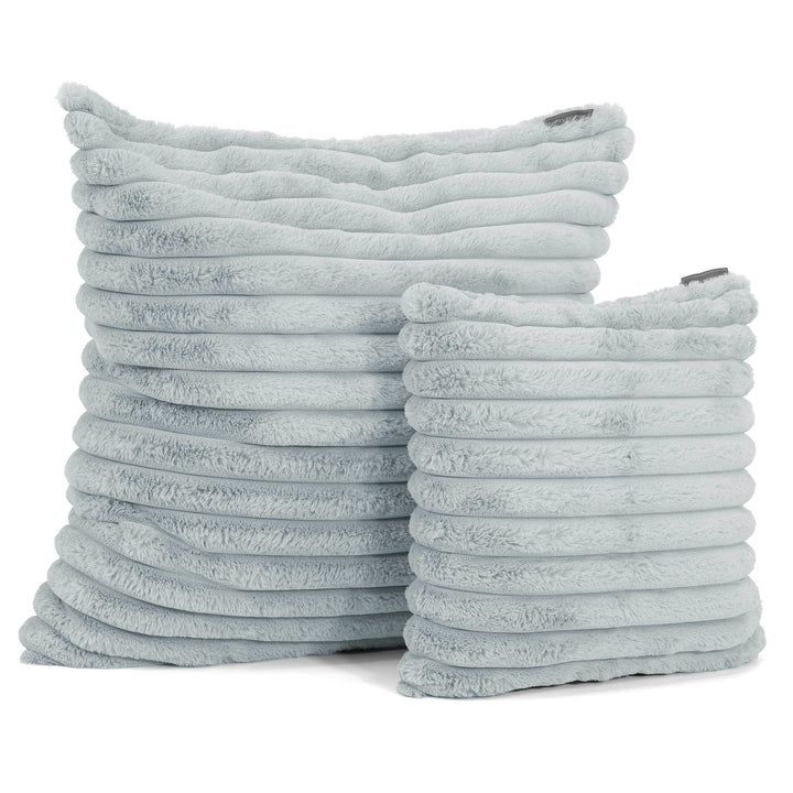 Grand Housse de Coussin 70 x 70cm - Velours Côtelé Ultra Pelucheux Bleu Dragé 02