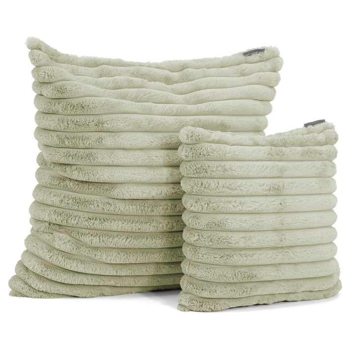 Grand Housse de Coussin 70 x 70cm - Velours Côtelé Ultra Pelucheux Vert Sauge 02