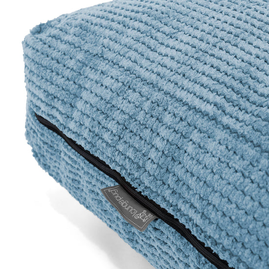 Grand Coussin de Sol - Velours Côtelé Gaufré Bleu Ciel 02