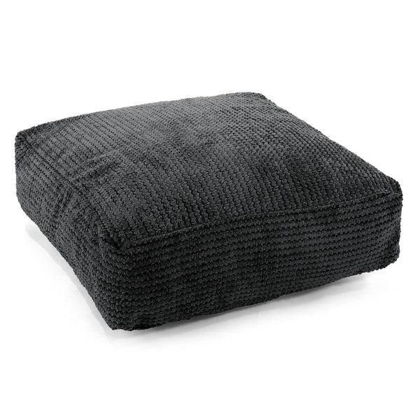 Grand Coussin de Sol - Velours Côtelé Gaufré Noir 01