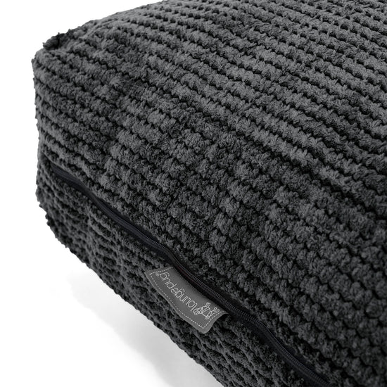 Grand Coussin de Sol - Velours Côtelé Gaufré Noir 02