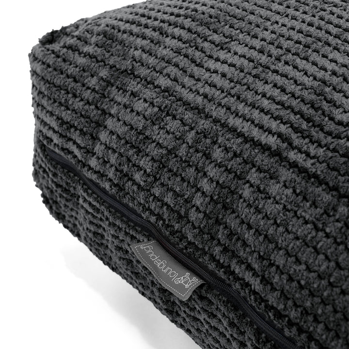 Grand Coussin de Sol - Velours Côtelé Gaufré Noir 02