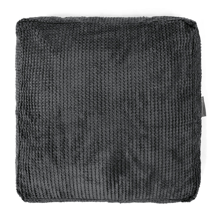 Grand Coussin de Sol - Velours Côtelé Gaufré Noir 03