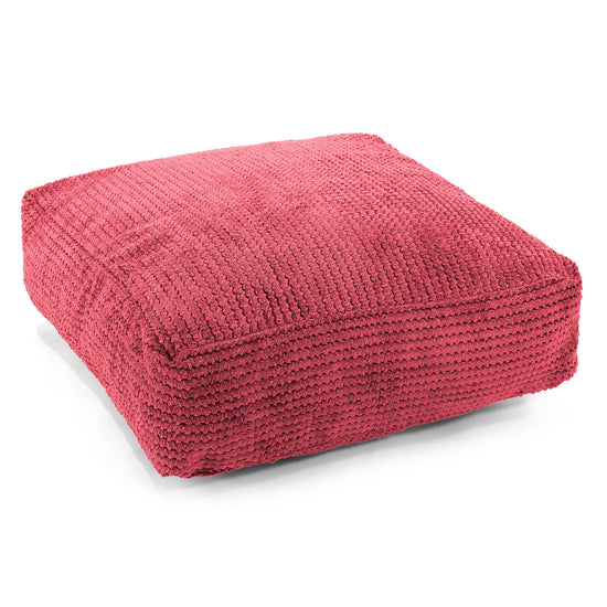 Grand Coussin de Sol - Velours Côtelé Gaufré Rouge pastel 01