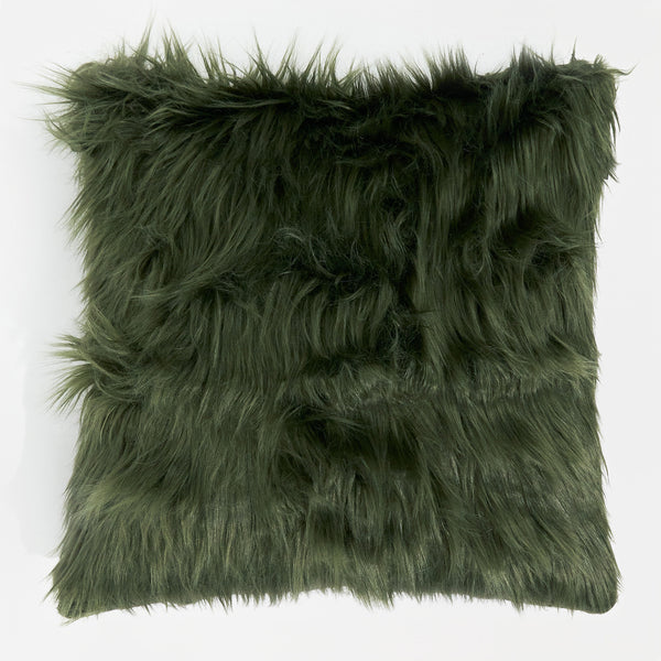 Grand Housse de Coussin 70 x 70cm - Imitation fourrure à poils longs Vert sauge 01