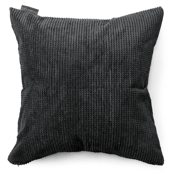 Grand Housse de Coussin 70 x 70cm - Velours Côtelé Gaufré Noir 01