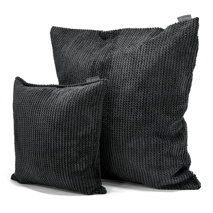 Grand Housse de Coussin 70 x 70cm - Velours Côtelé Gaufré Noir 02