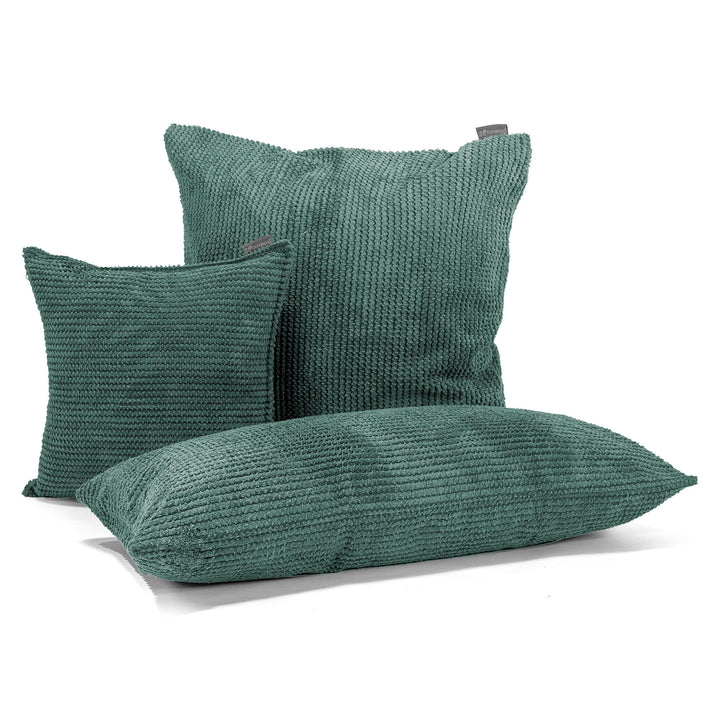Grand Housse de Coussin 70 x 70cm - Velours Côtelé Gaufré Vert Mousse 04