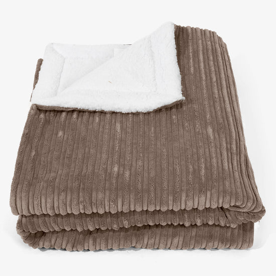 Grand Plaid / Couverture Sherpa 140 x 200cm - Côtelé Moka 01
