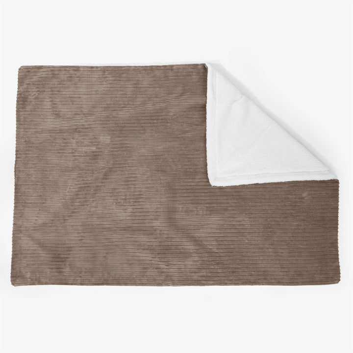 Grand Plaid / Couverture Sherpa 140 x 200cm - Côtelé Moka 02