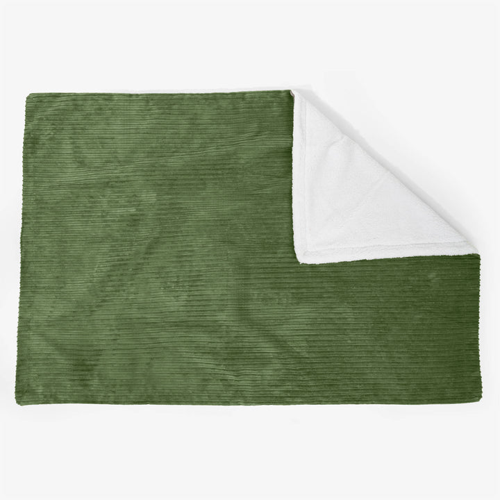 Grand Plaid / Couverture Sherpa 140 x 200cm - Côtelé Vert Forêt 02