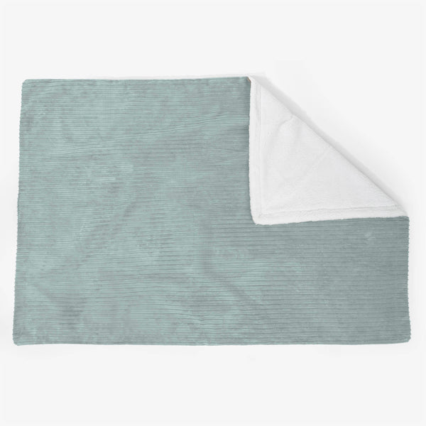 Grand Plaid / Couverture Sherpa 140 x 200cm - Côtelé Verte Menthe 01