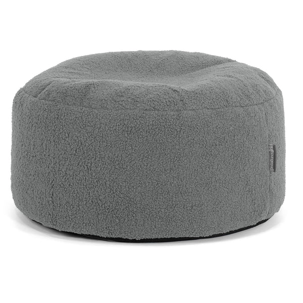 Grand Repose-pied Rond - Bouclé Gris 01