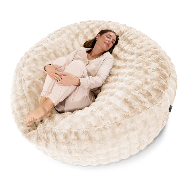 Canapé Pouf Géant Grande Mammouth - Fausse Fourrure à Bulles Crème