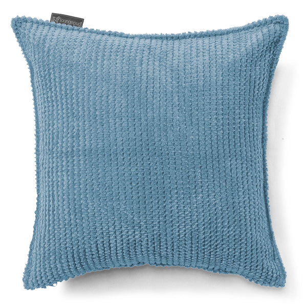 Housse de Coussin 47 x 47cm - Velours Côtelé Gaufré Bleu Ciel 01