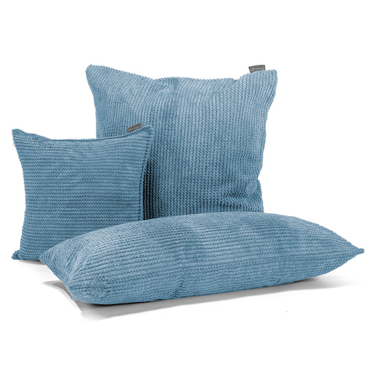 Housse de Coussin 47 x 47cm - Velours Côtelé Gaufré Bleu Ciel 04