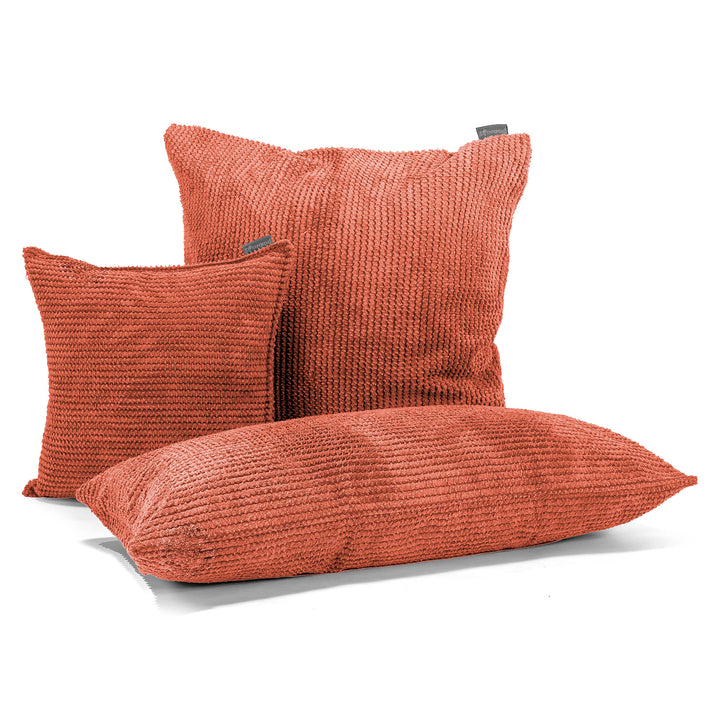 Housse de Coussin 47 x 47cm - Velours Côtelé Gaufré Citrouille 04