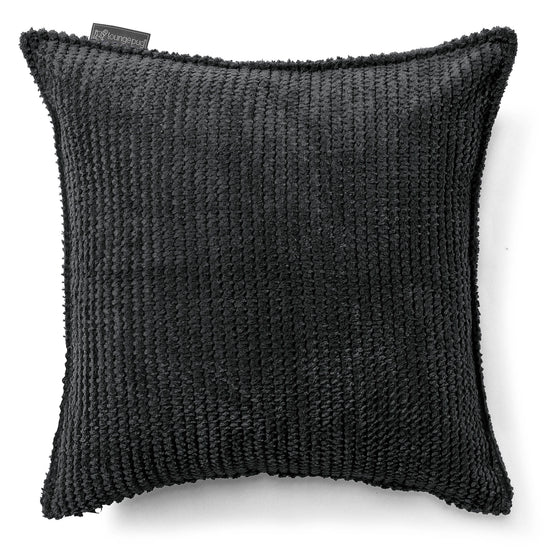 Housse de Coussin 47 x 47cm - Velours Côtelé Gaufré Noir 01