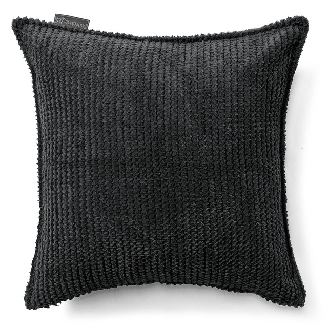 Housse de Coussin 47 x 47cm - Velours Côtelé Gaufré Noir 01