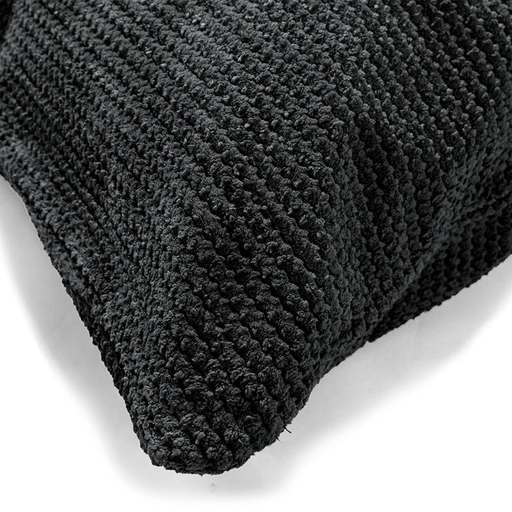 Housse de Coussin 47 x 47cm - Velours Côtelé Gaufré Noir 03