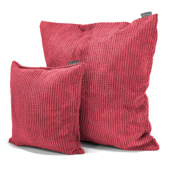 Housse de Coussin 47 x 47cm - Velours Côtelé Gaufré Rouge pastel 02