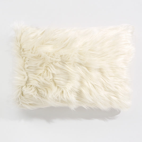 Housse de Coussin Rectangulaire 35 x 50cm - Imitation fourrure à poils longs Crème 01