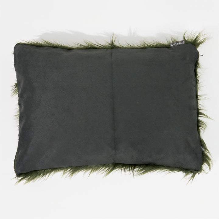 Housse de Coussin Rectangulaire 35 x 50cm - Imitation fourrure à poils longs Vert sauge 02