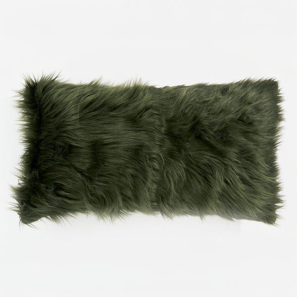 Housse de Coussin Rectangulaire Géant 40 x 70cm - Imitation fourrure à poils longs Vert sauge 01