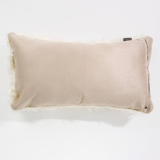 Housse de Coussin Rectangulaire Géant 40 x 70cm - Imitation fourrure à poils longs Crème 02