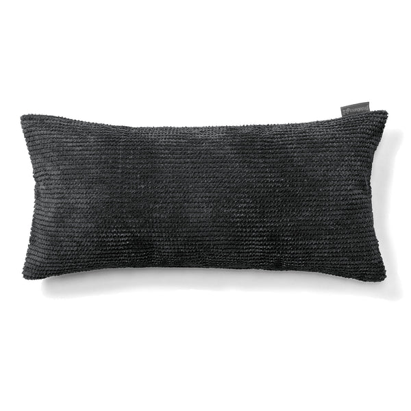Housse de Coussin Rectangulaire Géant 40 x 70cm - Velours Côtelé Gaufré Noir 01