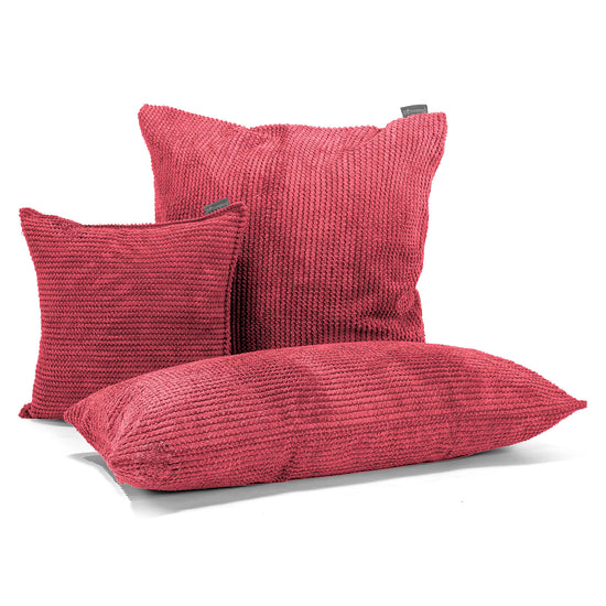 Housse de Coussin Rectangulaire Géant 40 x 70cm - Velours Côtelé Gaufré Rouge pastel 03