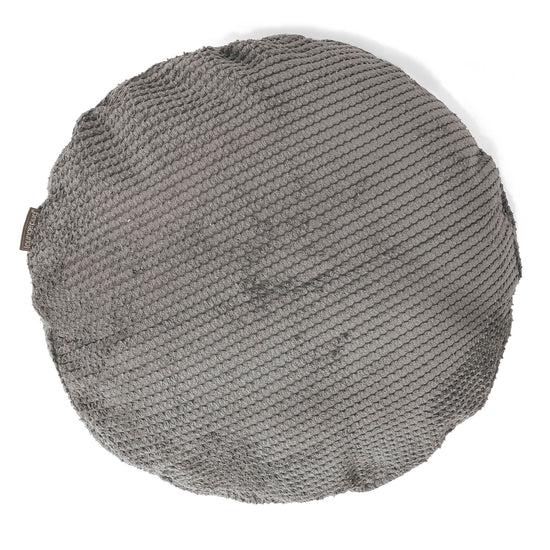 Housse de Coussin Rond 50cm - Velours Côtelé Gaufré Anthracite 01