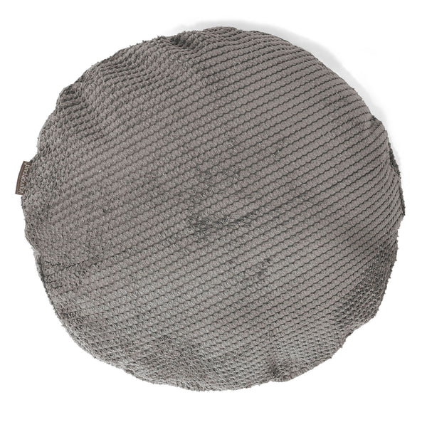 Housse de Coussin Rond 50cm - Velours Côtelé Gaufré Anthracite 01