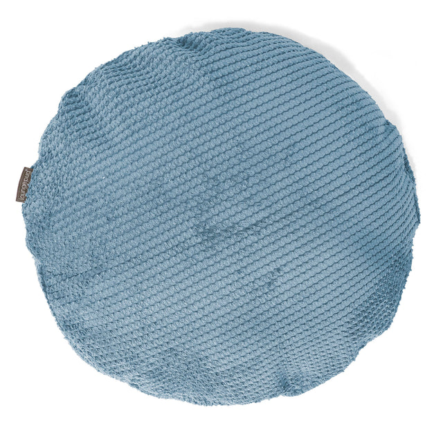 Housse de Coussin Rond 50cm - Velours Côtelé Gaufré Bleu Ciel 01