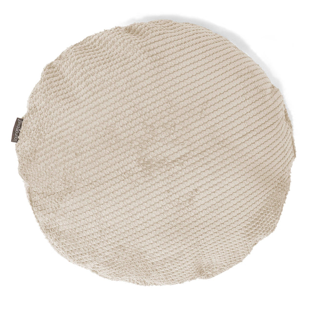 Housse de Coussin Rond 50cm - Velours Côtelé Gaufré Ivoire 01