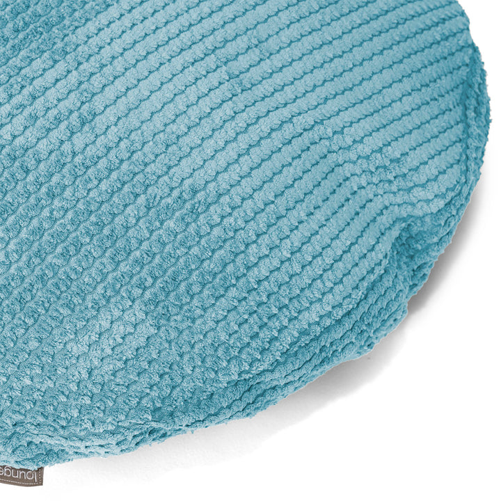 Housse de Coussin Rond 50cm - Velours Côtelé Gaufré Mer Égée 02